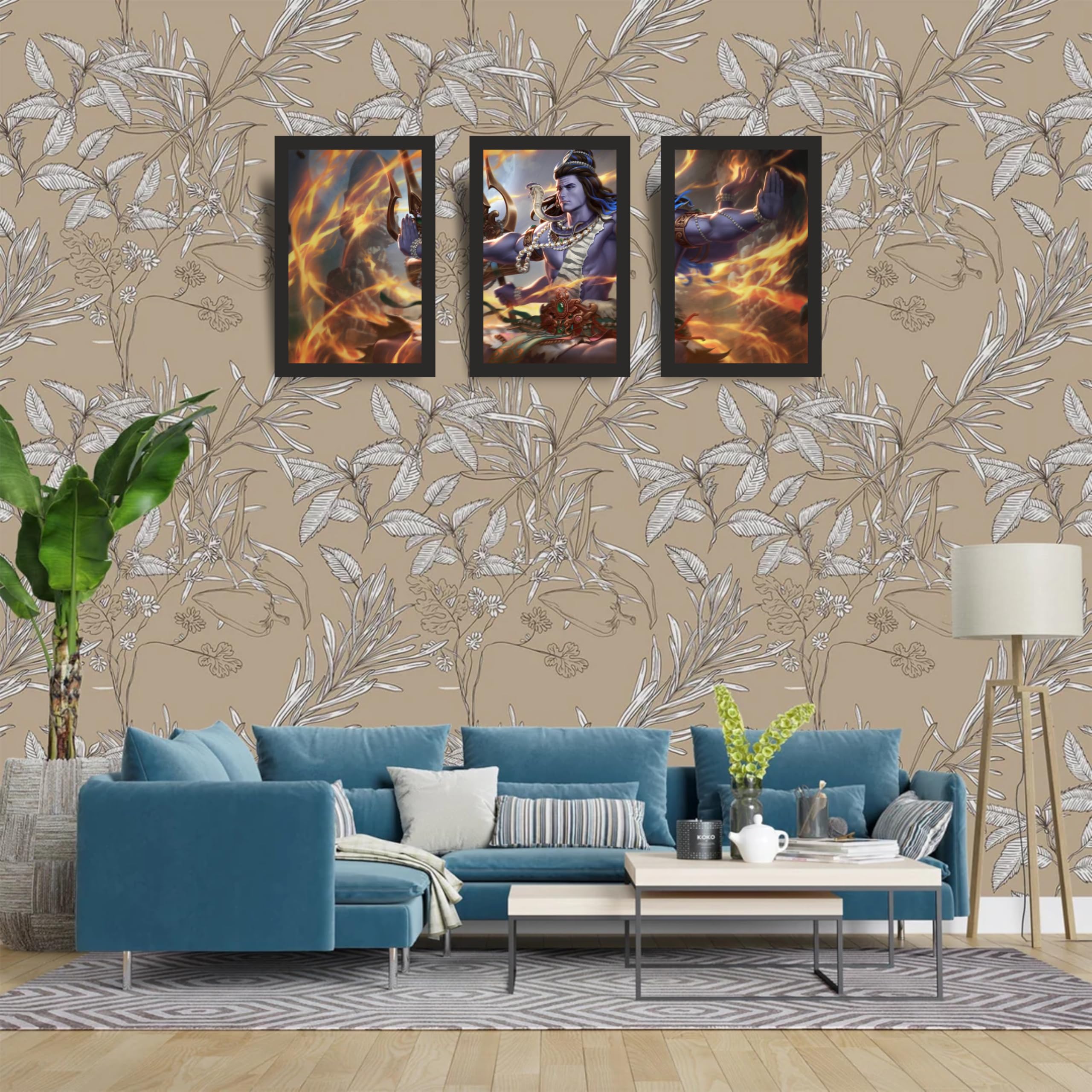 Lord Shiva Meditation Wall Art Set of 3