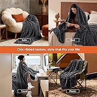 Vista 3 de Bedsure Manta de forro polar gris para sofá, mantas súper suaves y acogedoras para mujeres, lindas mantas pequeñas para niñas, 50 x 60 pulgadas