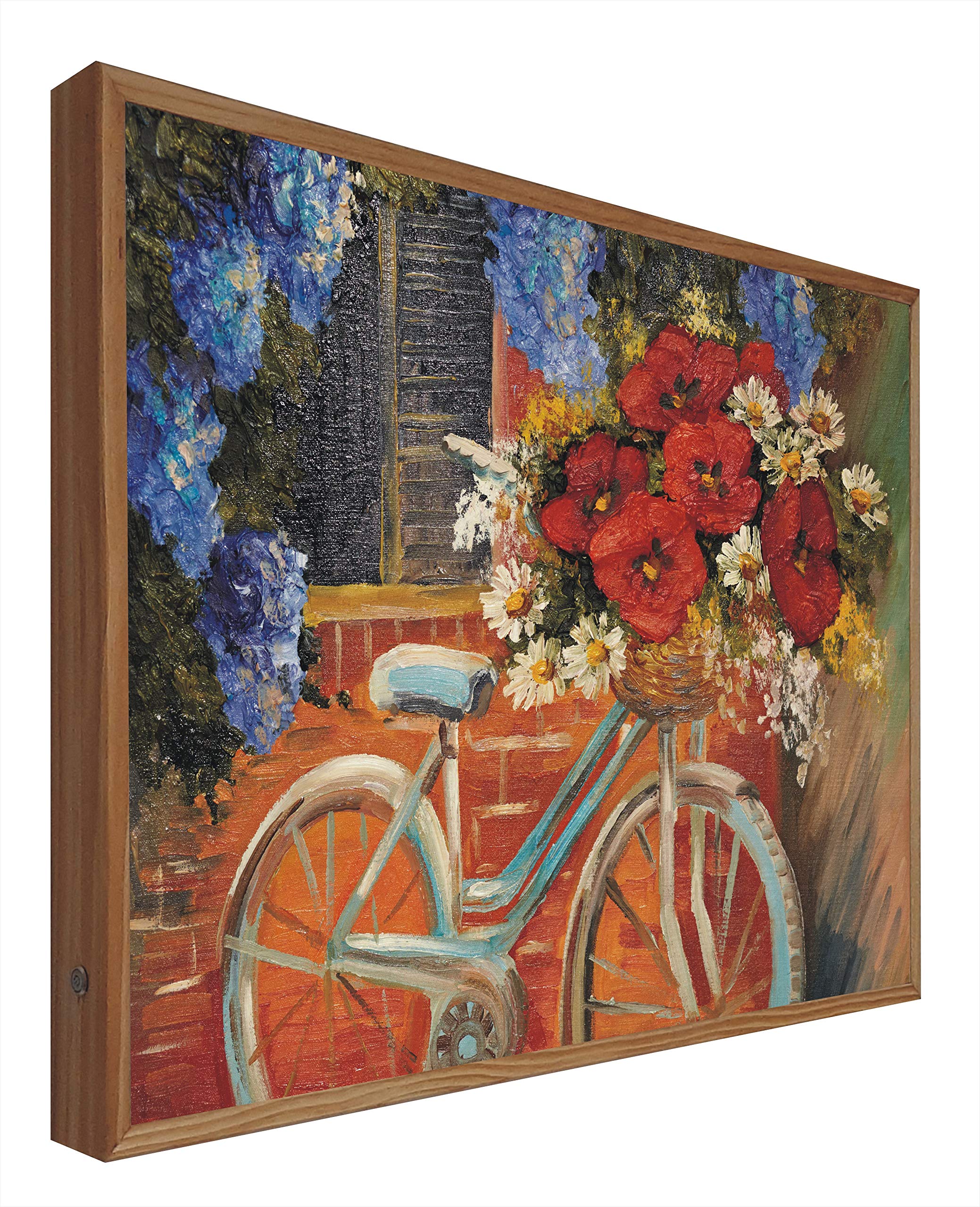 Panneau en bois rétro vélo et fleurs pour une déco murale vintage unique