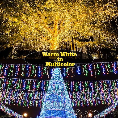 Miniatura 2 de Vohuf Vibrantes luces LED de carámbano 640 LED, 285 pies de longitud, ideal para decoración de Navidad al aire libre, fiestas de vacaciones y bodas.