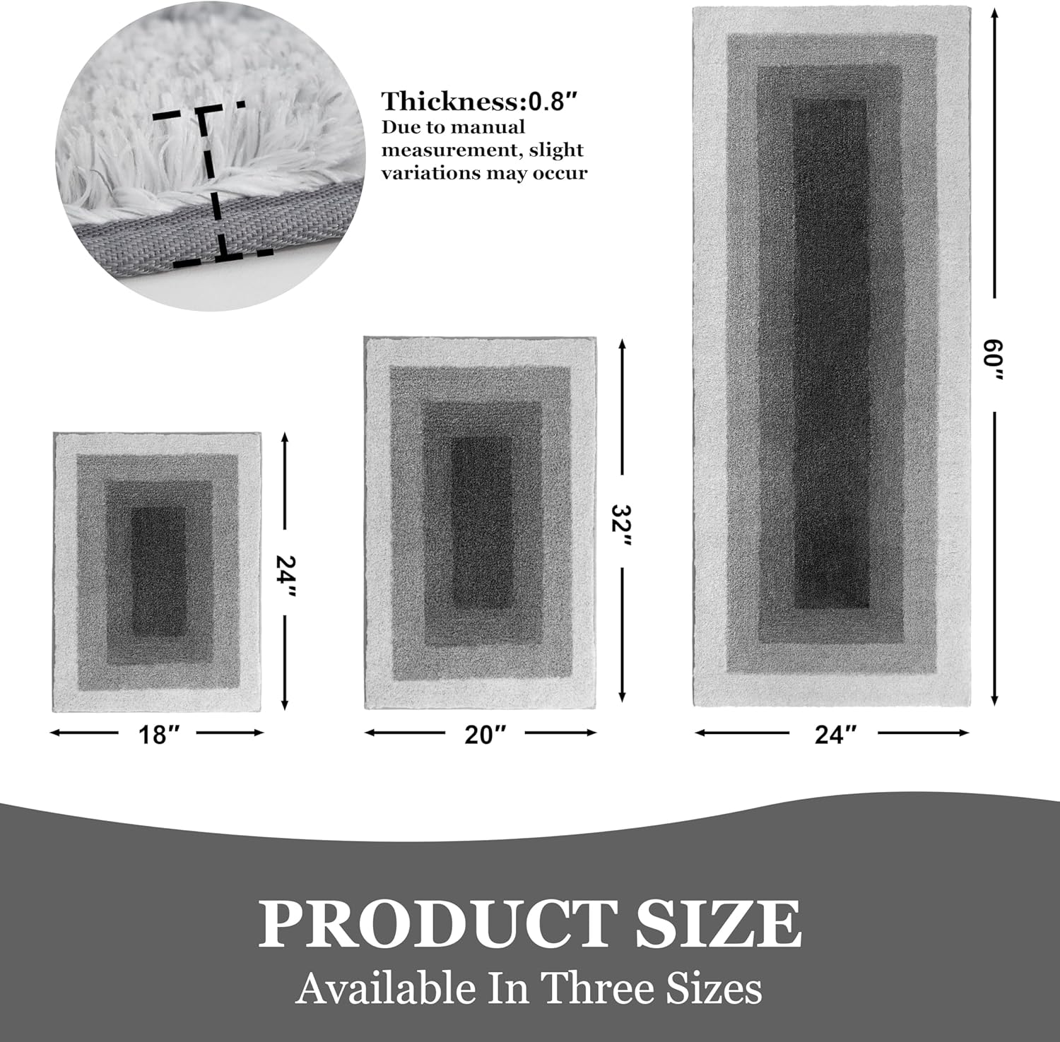 RORA Bathroom Rugs 20x30 Non-Slip Absorbent Bathroom Mat Super Soft Microfiber Bath Mat Washable Bath Rugs for Bathroom Floor, Shower, Kitchen, Home Decor (Grey)