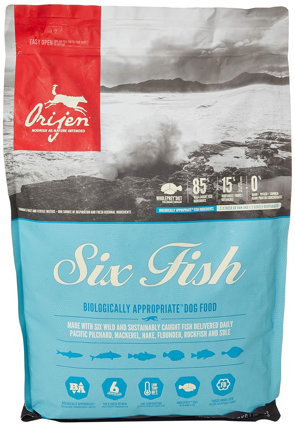ORIJEN Six Fish Dry Dog Food, Grain Free and Chicken Free Dog Food ...