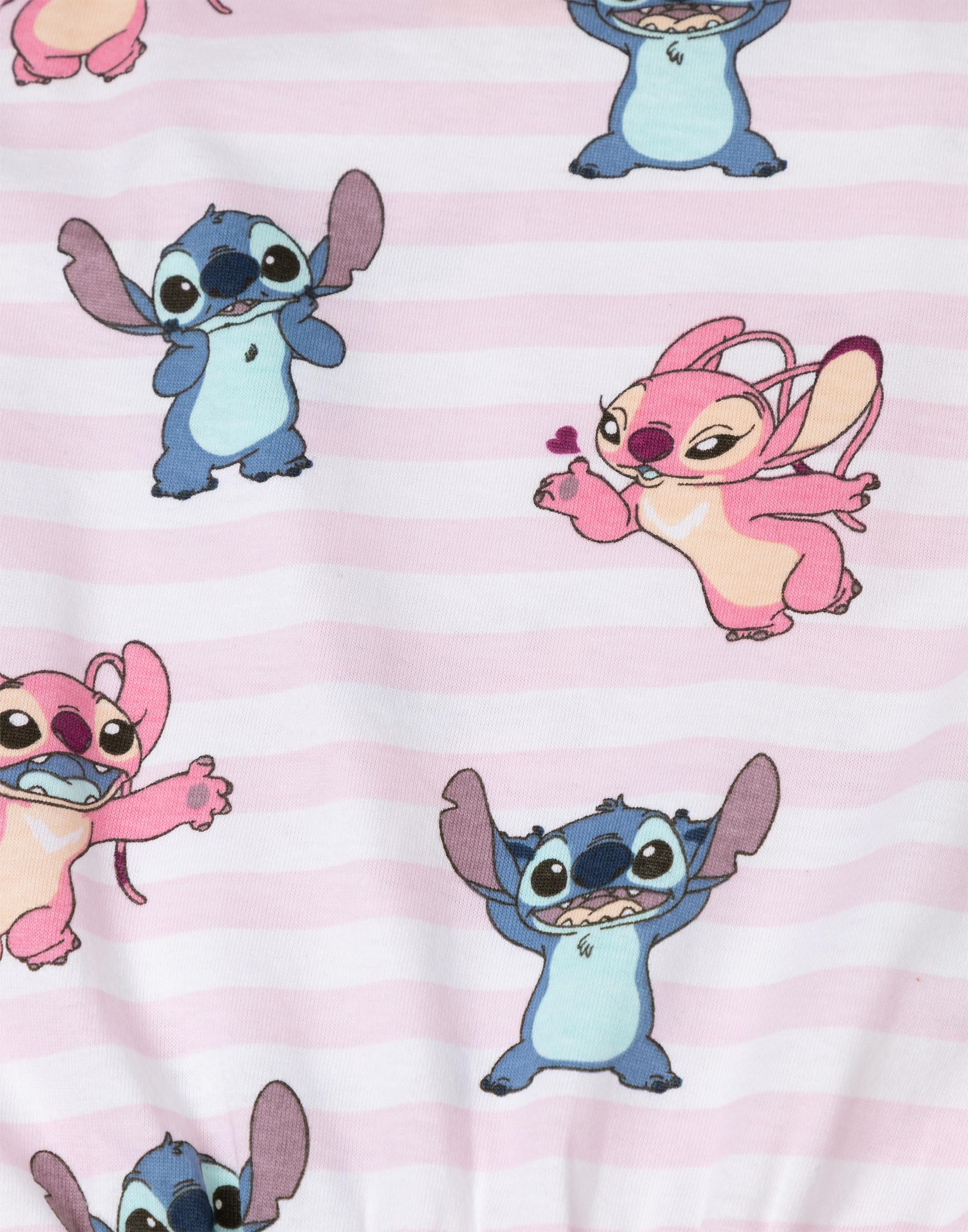 Disney Combinaison rose rayée sans manches Lilo & Stitch pour fille | Tenue d'été mignonne à l'effigie de Stitch et Angel | Taille élastiquée, poches et col rond, tenue décontractée