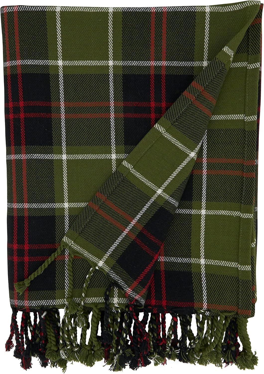 SARO LIFESTYLE Plaid Cotton Throw