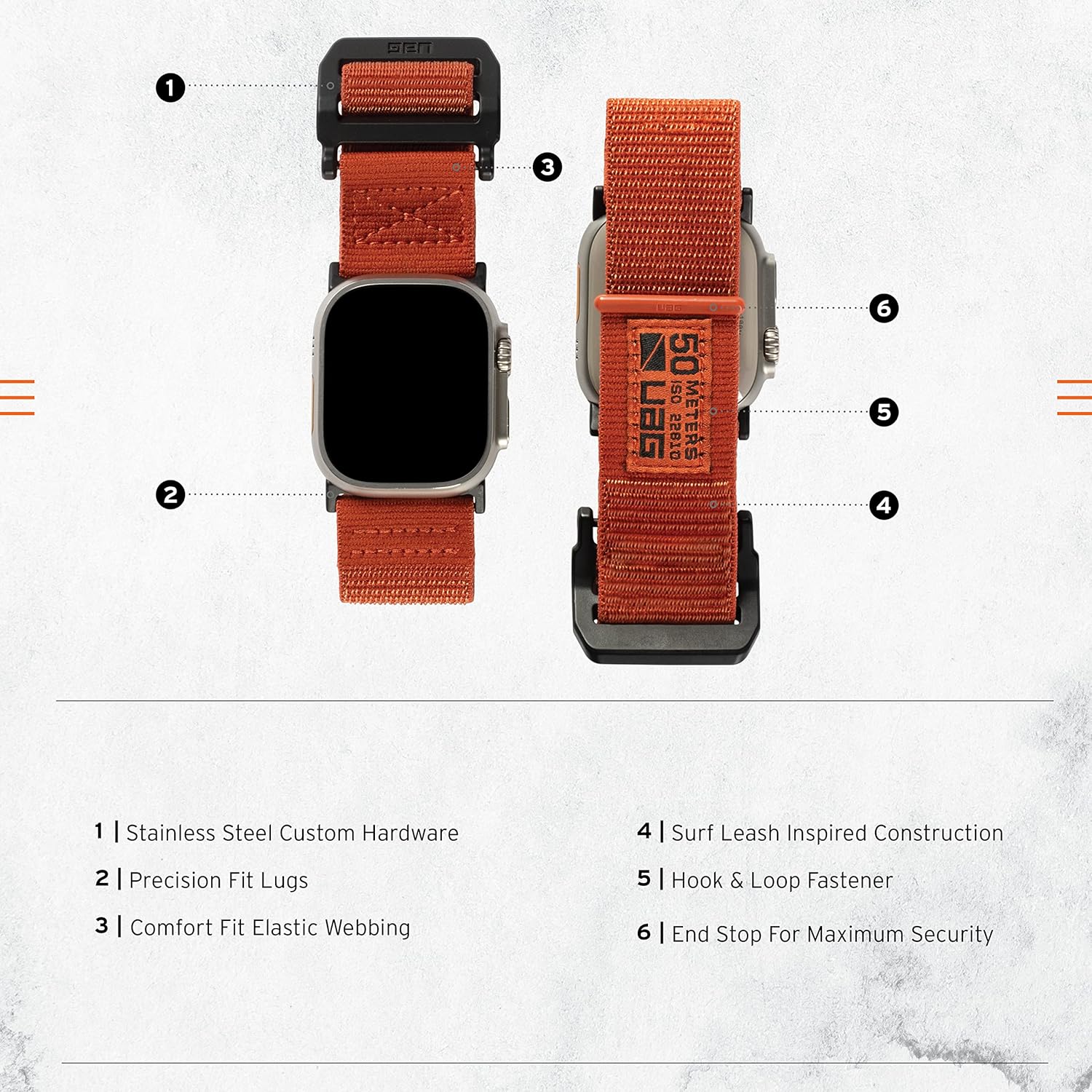 URBAN ARMOR GEAR UAG Compatible with Apple Watch Band 42/41/40mm & 49/46/45/44mm iWatch Series Ultra 3/Ultra 2/Ultra/4-11/SE3/SE2/SE Active Watch Strap