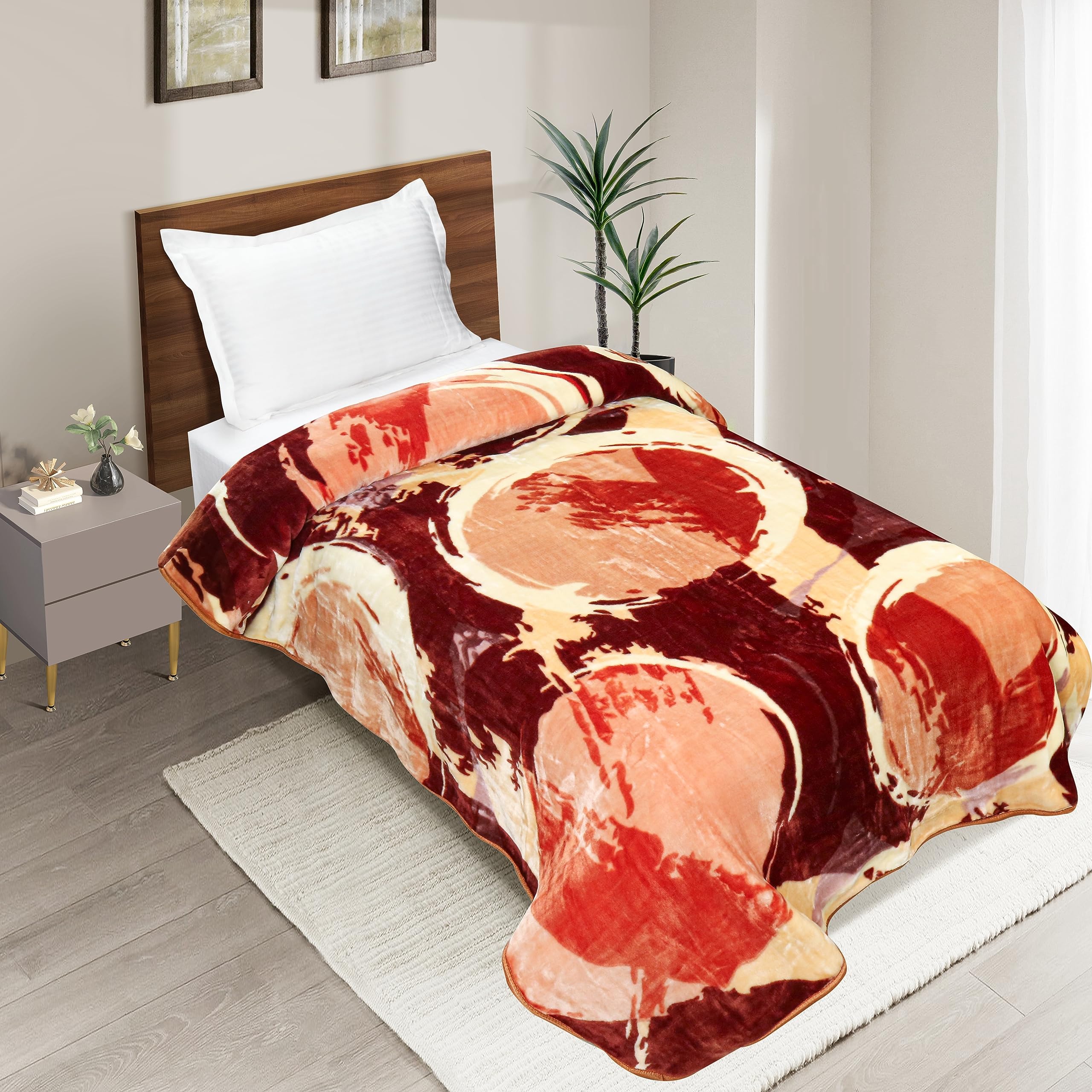 EliteHome Elite Home Single Layered Super Soft Light Weight Warm Durable Blanket,1.6 KG(160 cm*220 cm) (Brown1, Single)