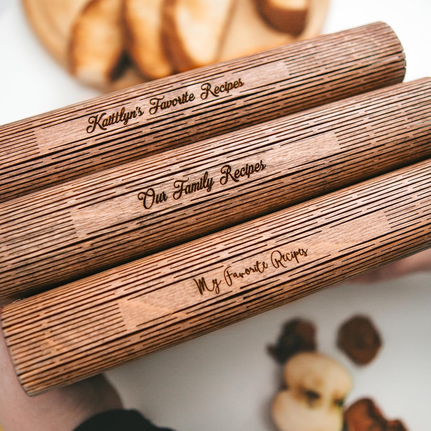 ENJOY THE WOOD Personalized Recipe Book Binder - Wooden Blank Family Cookbook Journal to Write in Your Own Recipes - Customized Recipe Binder, Recipe Books to Write in, Hardcover (Small (A6), Pie)