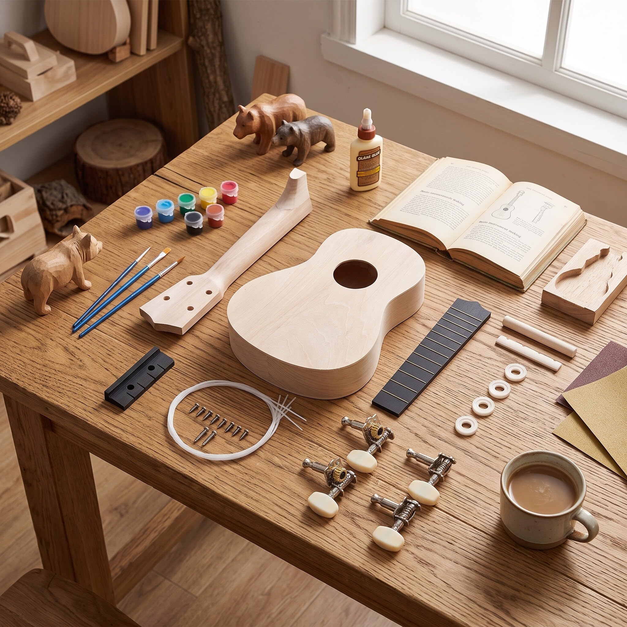 Kit de bricolage ukulélé de 53 cm, 4 cordes soprano, ukulélé pour enfants, adultes, débutants, de l'enfant, fabriqué en bois de tilleul naturel