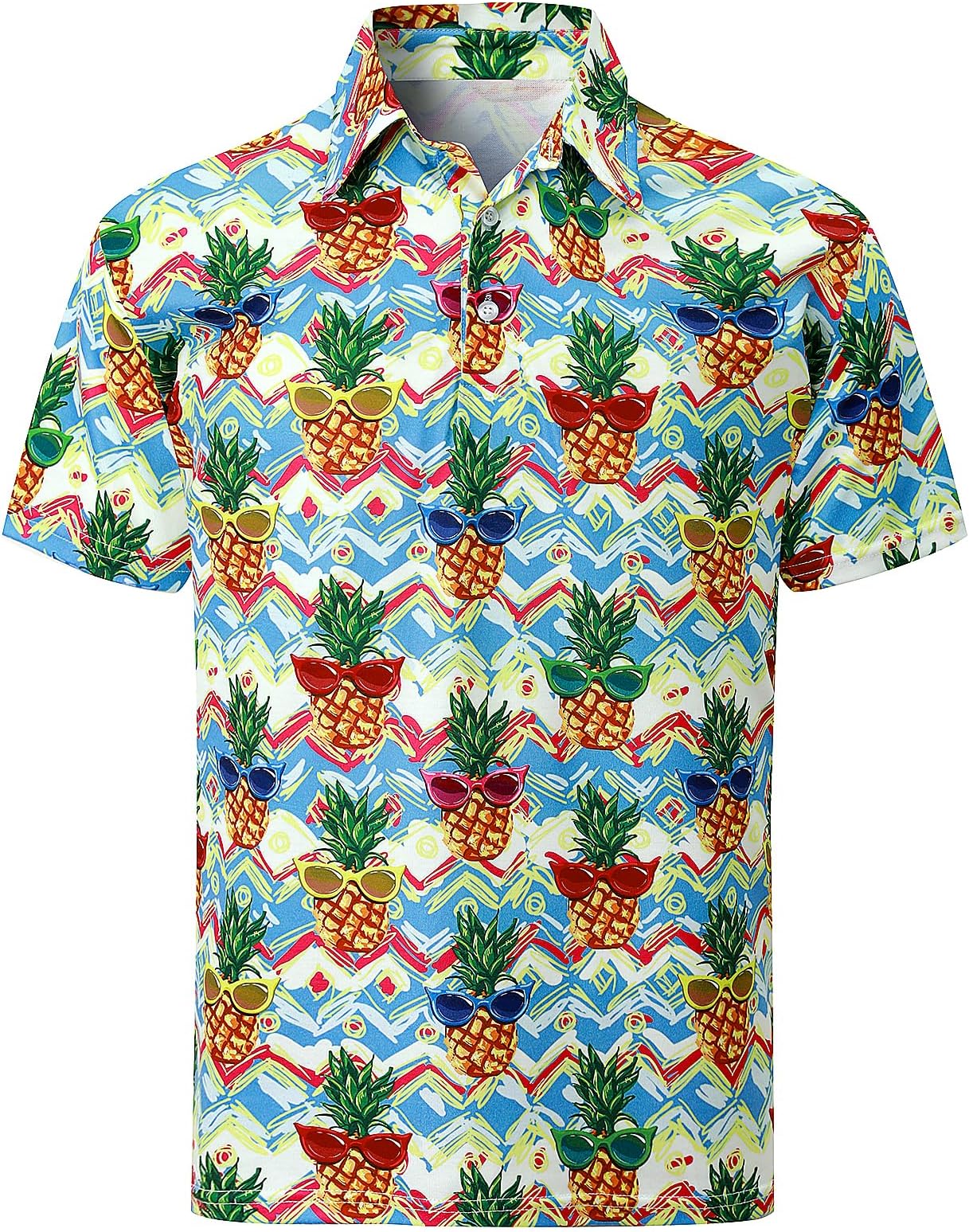 Men's 3D Pattern Printed Polo Shirts Short Sleeve Golf Shirt for Men