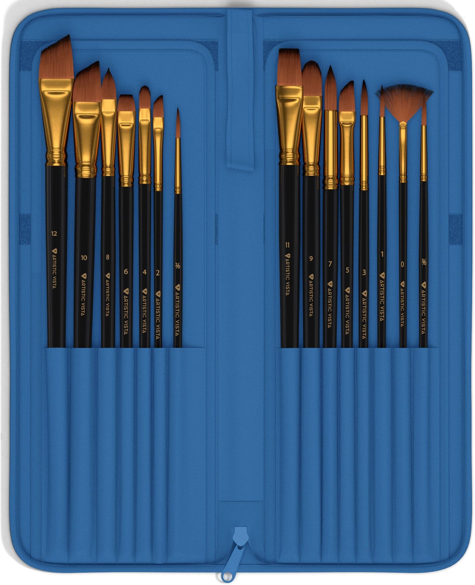 Paint Brushes | Complete 15 Piece set. Perfect for Acrylic, Watercolor, Gouache, Oil, & Face painting.