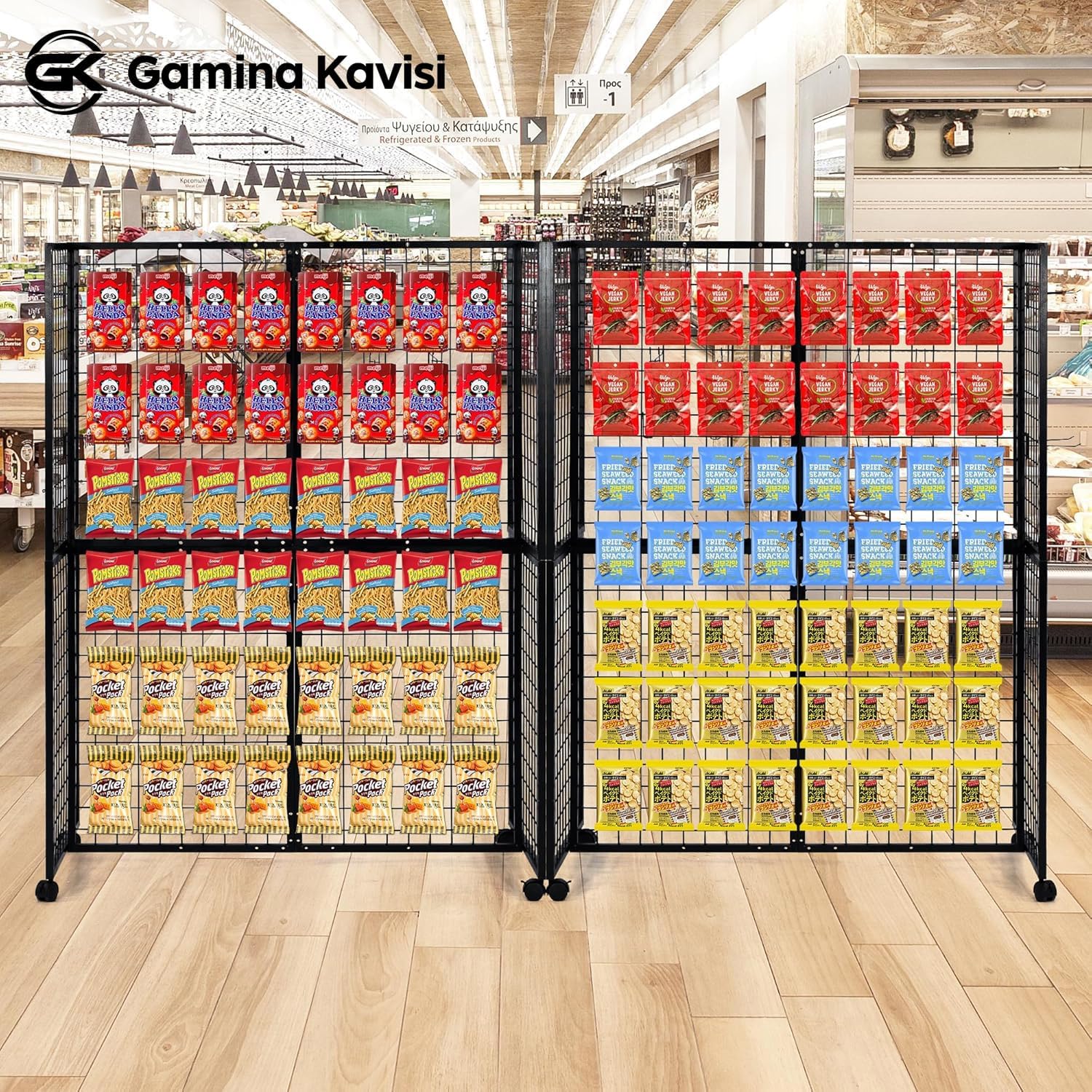 GridWall Display Stand with Wheels, Grid Wall Panels Display Stand Rack, Grid Walls for Craft Shows,Art Show Display Panels Extra Hooks, Black