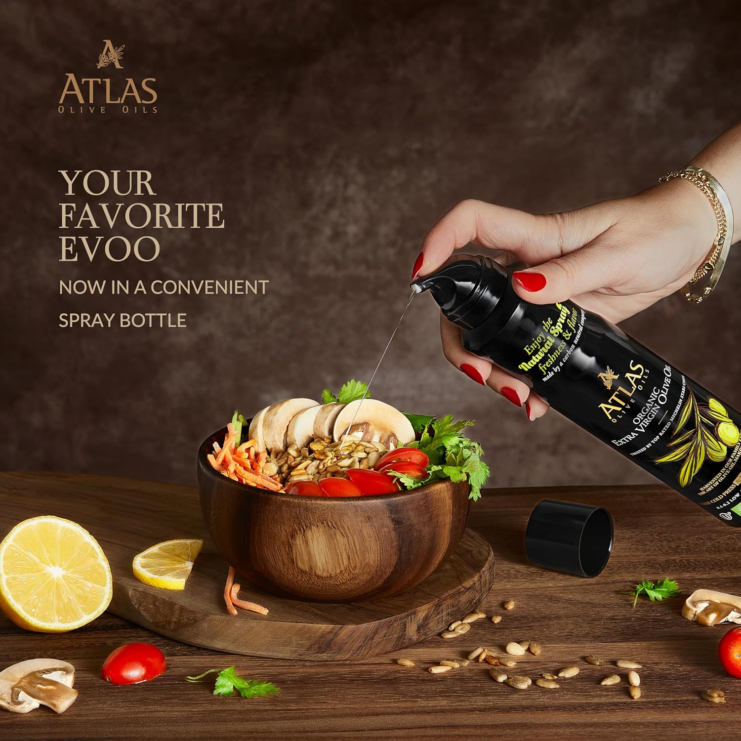 Olive Oil Spray by Atlas, Dual Function Olive Oil Cooking Spray and Stream, 5.4 fl oz, 6 Pack, Extra Virgin, Non Stick, Cold Pressed, Polyphenol Rich, Organic Moroccan EVOO, Hydroxytyrosol, Keto - Image 4