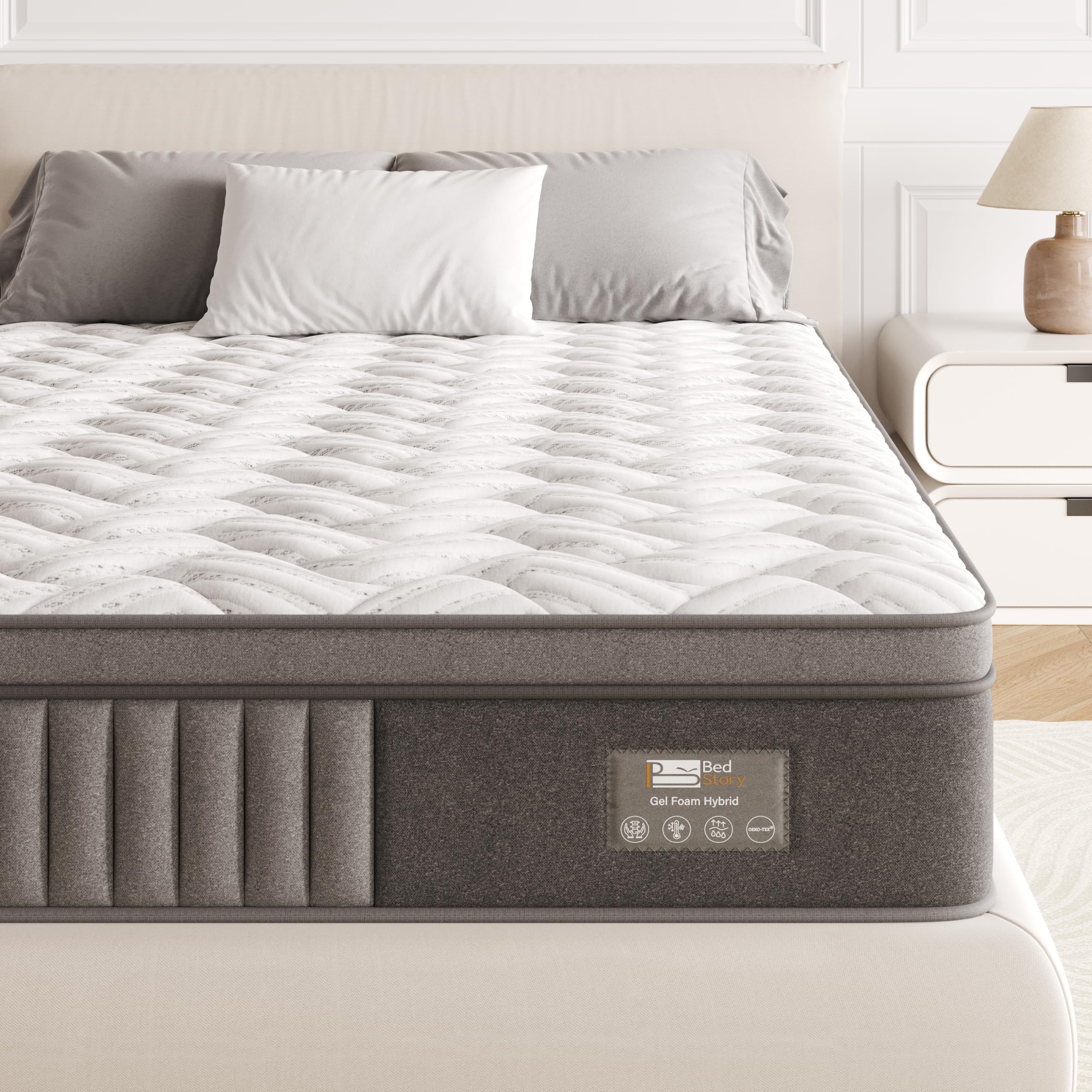 BedStory Matelas 90x190x20cm, Matelas à Ressorts ensachés et à mémoire de Forme, Renfort périphérique Ergonomique Matelas, Durable et Doux pour la Peau, Durable et Respirant