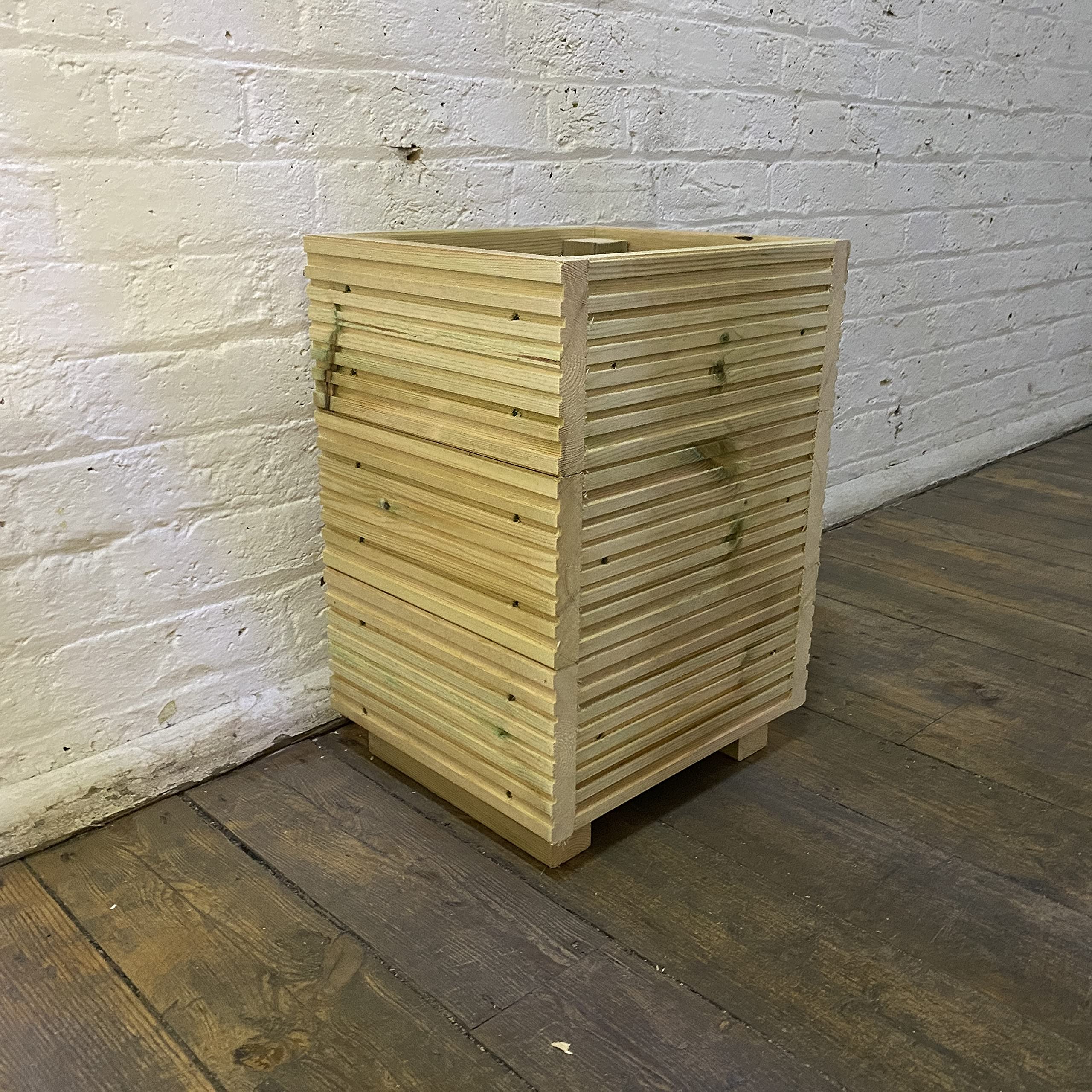 Cutncraft Designs Small Square Planter 30X35cm 47Cm Tall Small Square Wooden Decking Patio Planter Trough Herb Box - 30X35cm 47Cm Tall