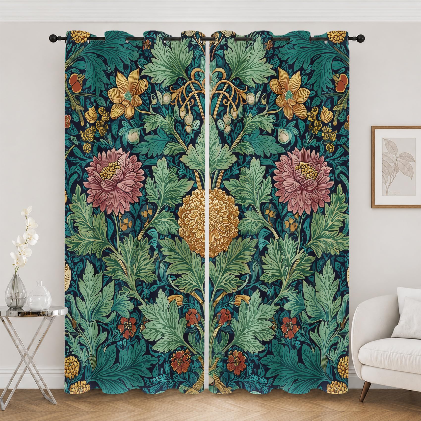 William Morris Rideau Occultant en Motif Botanique Floral Vintage Premium