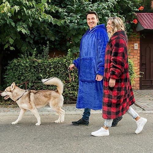 Miniatura 5 de Kpblis Manta con capucha para mujeres y hombres, sudadera con capucha de gran tamaño, manta de lana cálida y acogedora, de vellón, con mangas y