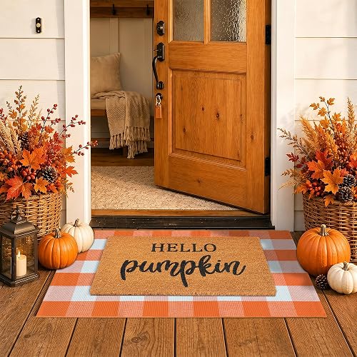 Homydecor Fall Combo Set Orange and White Plaid