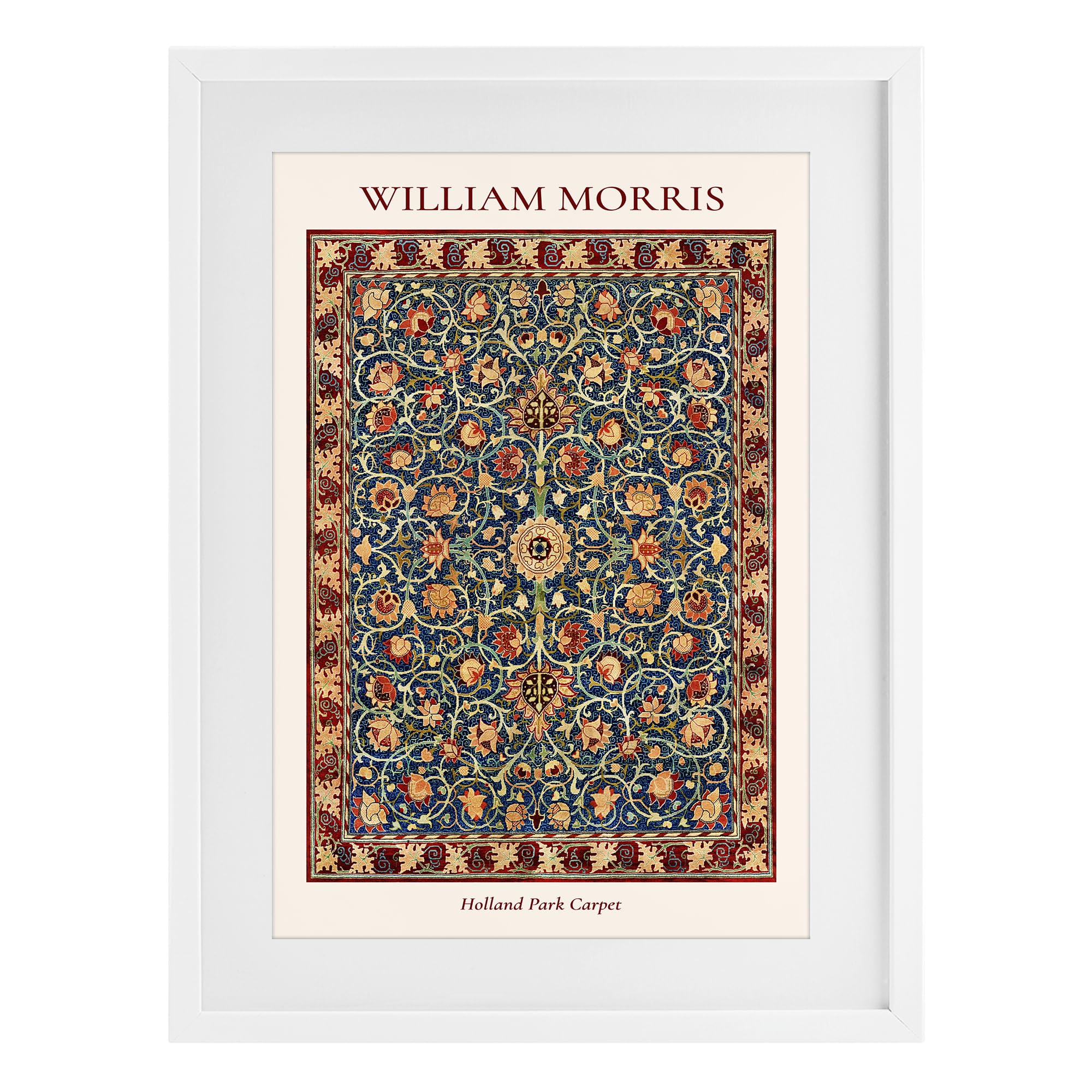 Stupell Industries Coastal White (Textured) 'Holland Park William Morris Design'| Framed Print Under Glass