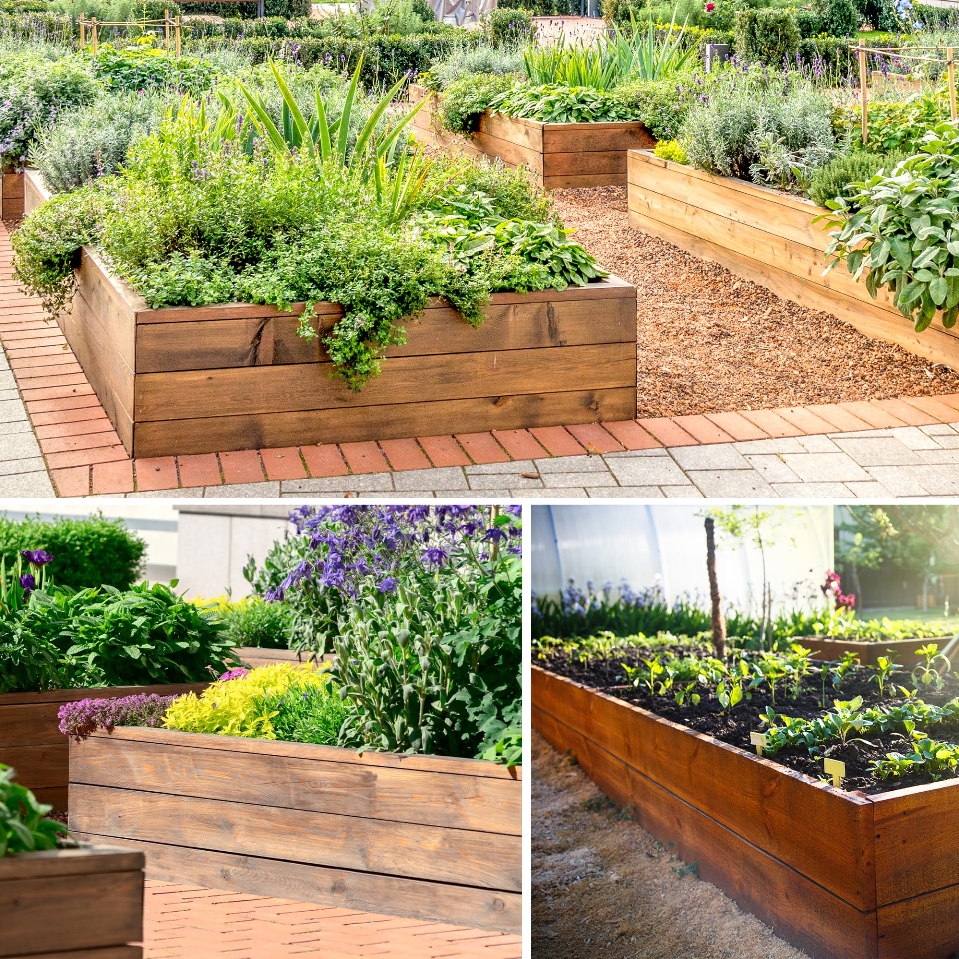 Finesse Jardinieres Exterieur - Carré Potager Extérieur en Bois IMPRÉGNÉ Robuste 120x80x27cm - Planches Pré-Perforées - Montage Facile - Feutre de Drainage Inclus