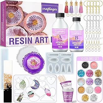Upgraded All in One Kit with 200gm Resin for Pendant Earring Keychain & Coaster, Multicolor