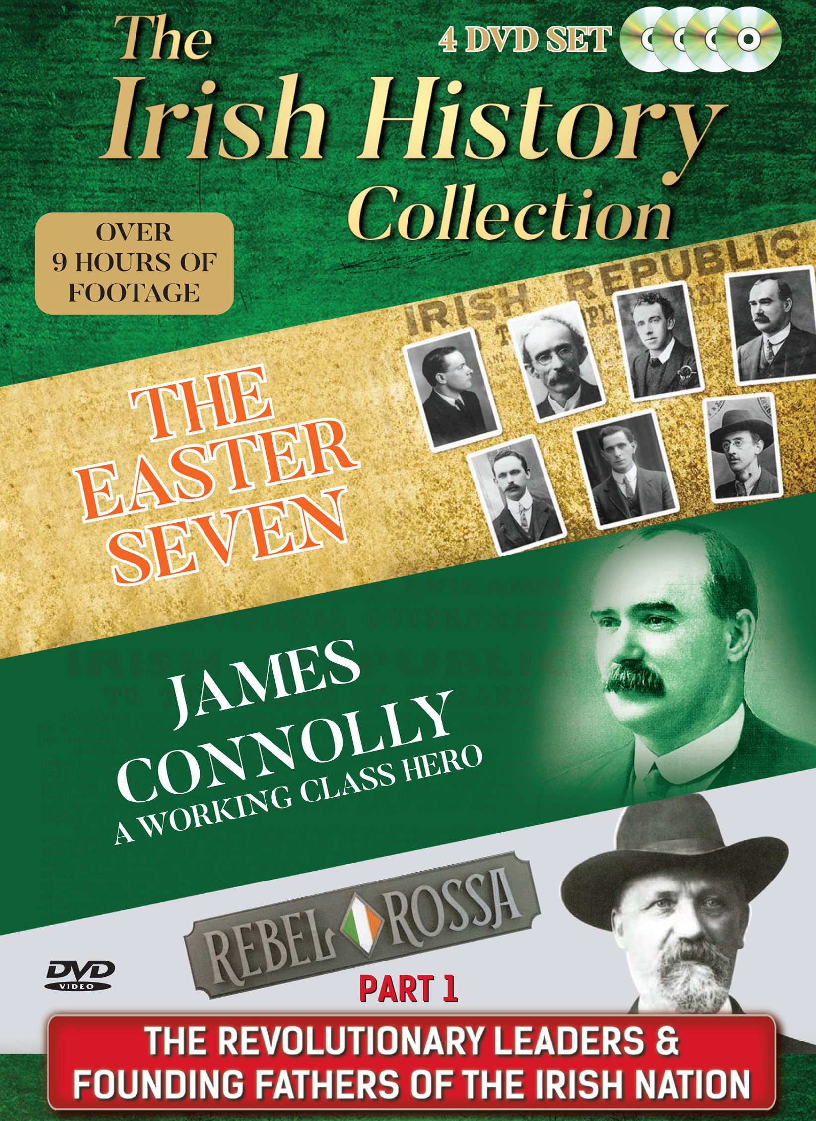 The Irish History Collection 4 DVD Easter 1916, James Connolly Donovan Rossa (Over 9 Hours of Footage) Featuring Christy Moore, Andy Irvine, Adrian Dunbar, Colm Meaney & Brendan Gleeson