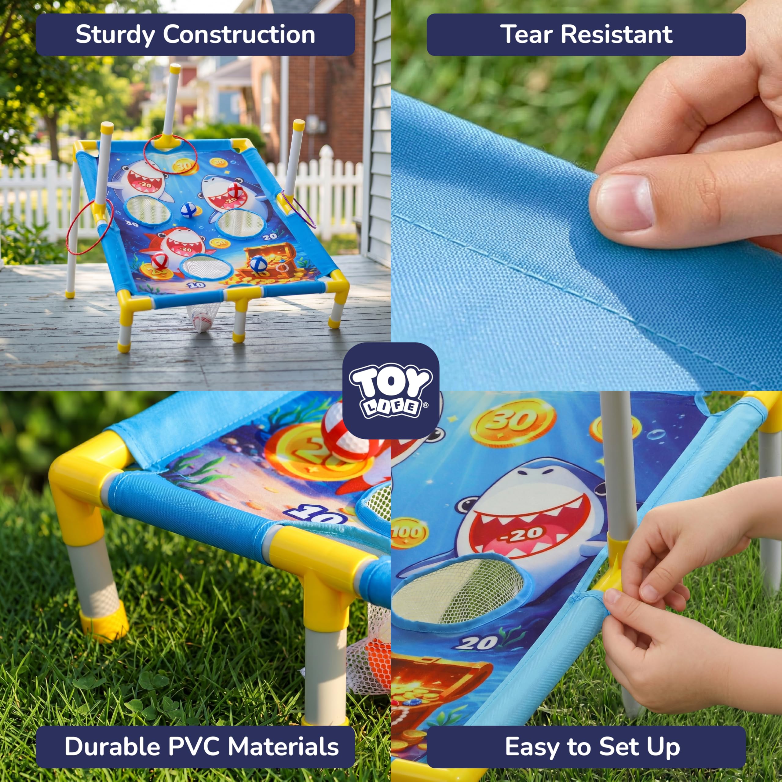 TOY Life 3-in-1 klebrige Sitzsack-Ringwurfspiele, Cornhole, Outdoor-Spielzeug für Kinder im Alter von 4–8 Jahren, Sport & Spielen im Freien, Hinterhof-Spielzeug, Familien-Rasen-Hof-Spiele