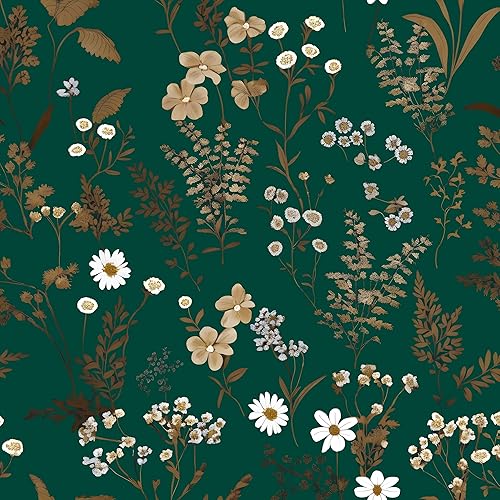 Miniatura 17 de Papel Tapiz de Hoja Azul/Dorada Despegar y Pegar Papel Tapiz Vintage Floral Oscuro Impermeable Autoadhesivo Removible Boho Papel de Pared Moderno