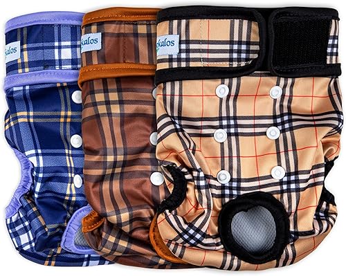 Miniatura 18 de Leekalos Pañales reutilizables lavables para perras (3 unidades) – Pañales para perritos altamente absorbentes – Pañales ajustables para cachorros