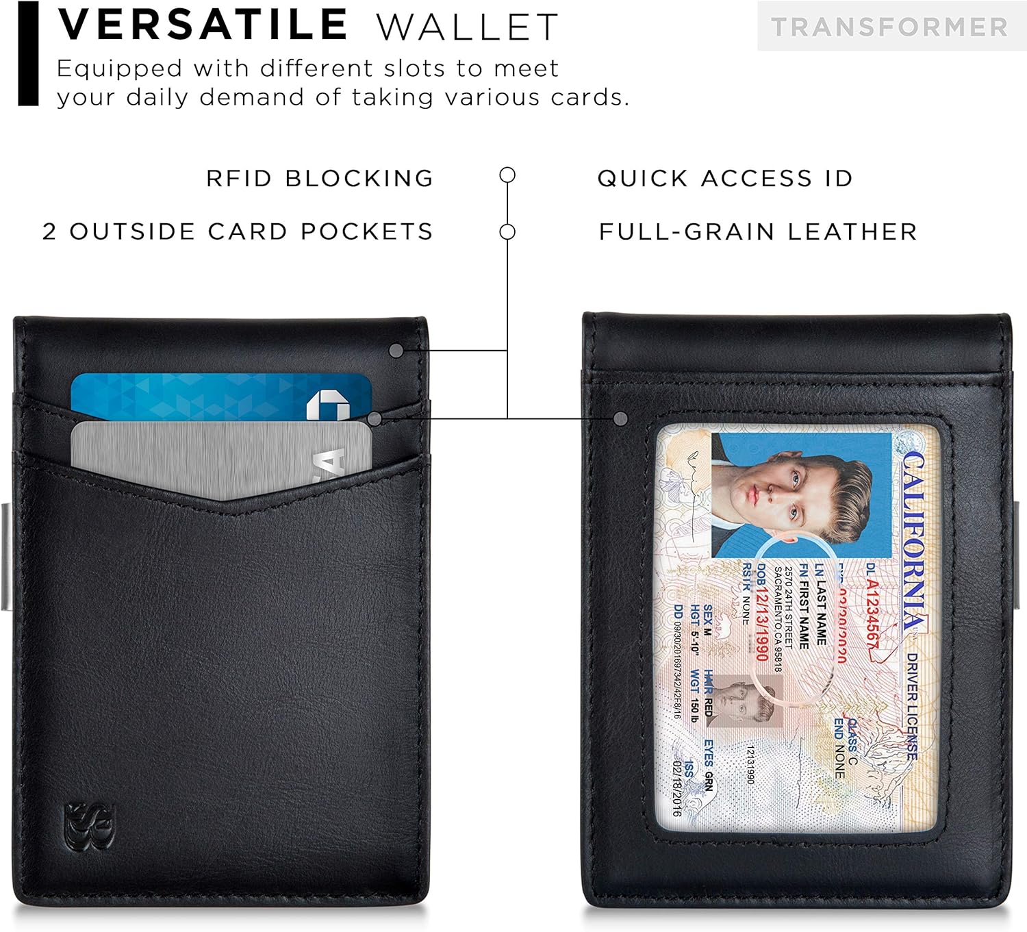 SERMAN BRANDS Money Clip Wallet - Mens Wallets slim Front Pocket RFID Blocking Card Holder Minimalist Mini Bifold - Image 4