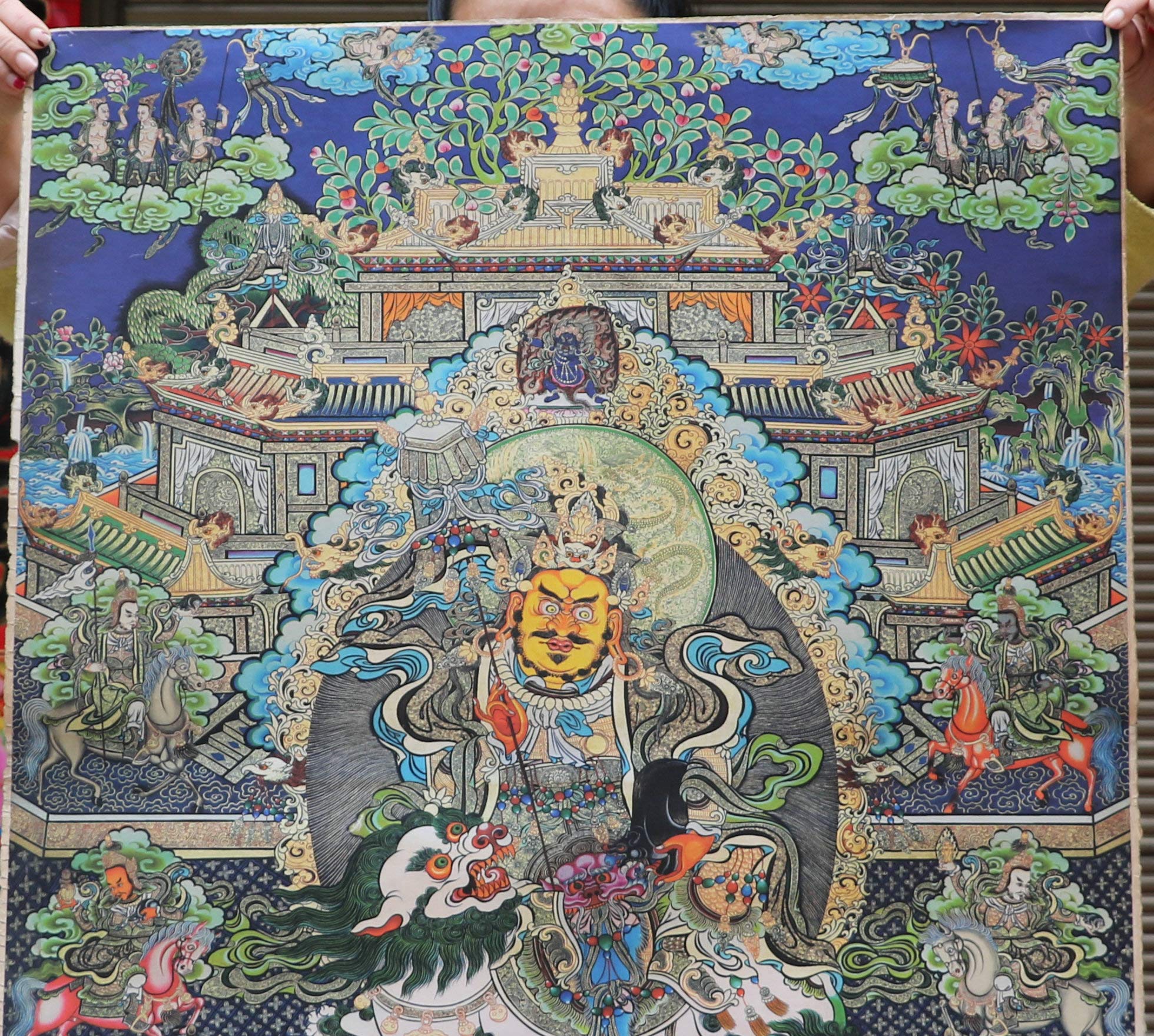 Amazon.co.jp: 36インチ チベット仏教神仏陀&女神ペーパータンカ絵画