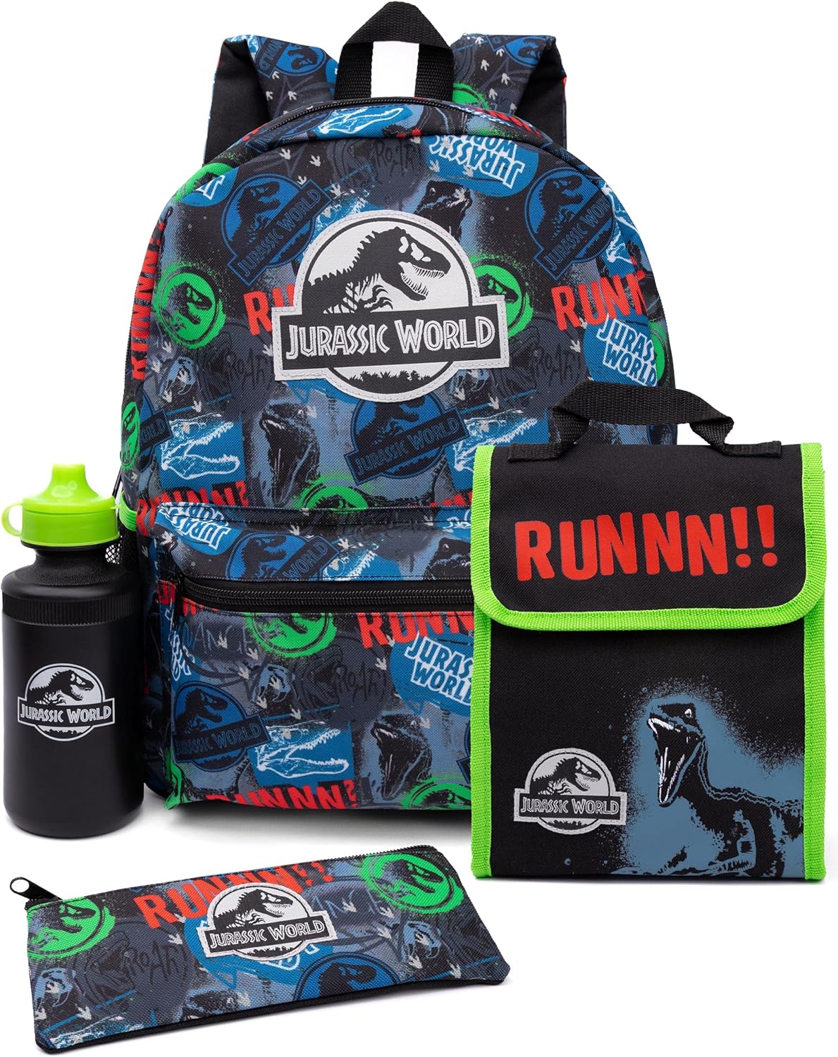 Jurassic World Mochila Set Niños 4 Piezas Escuela Caja De Almuerzo Botella