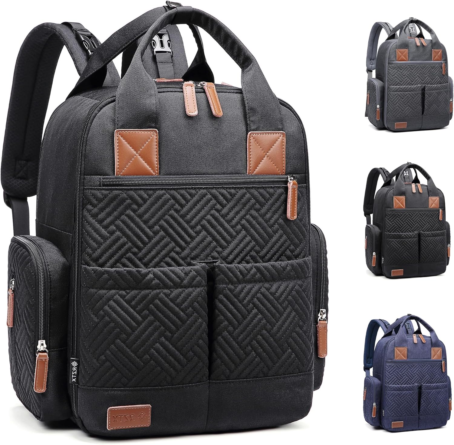 Baby Diaper Bag Backpack, Large Capacity Waterproof Multifunctional Baby Essentials Backpack, Baby Items Backpack with Insulation Layer and Wet/Dry Separator Layer for Mom and Dad, Black, Large