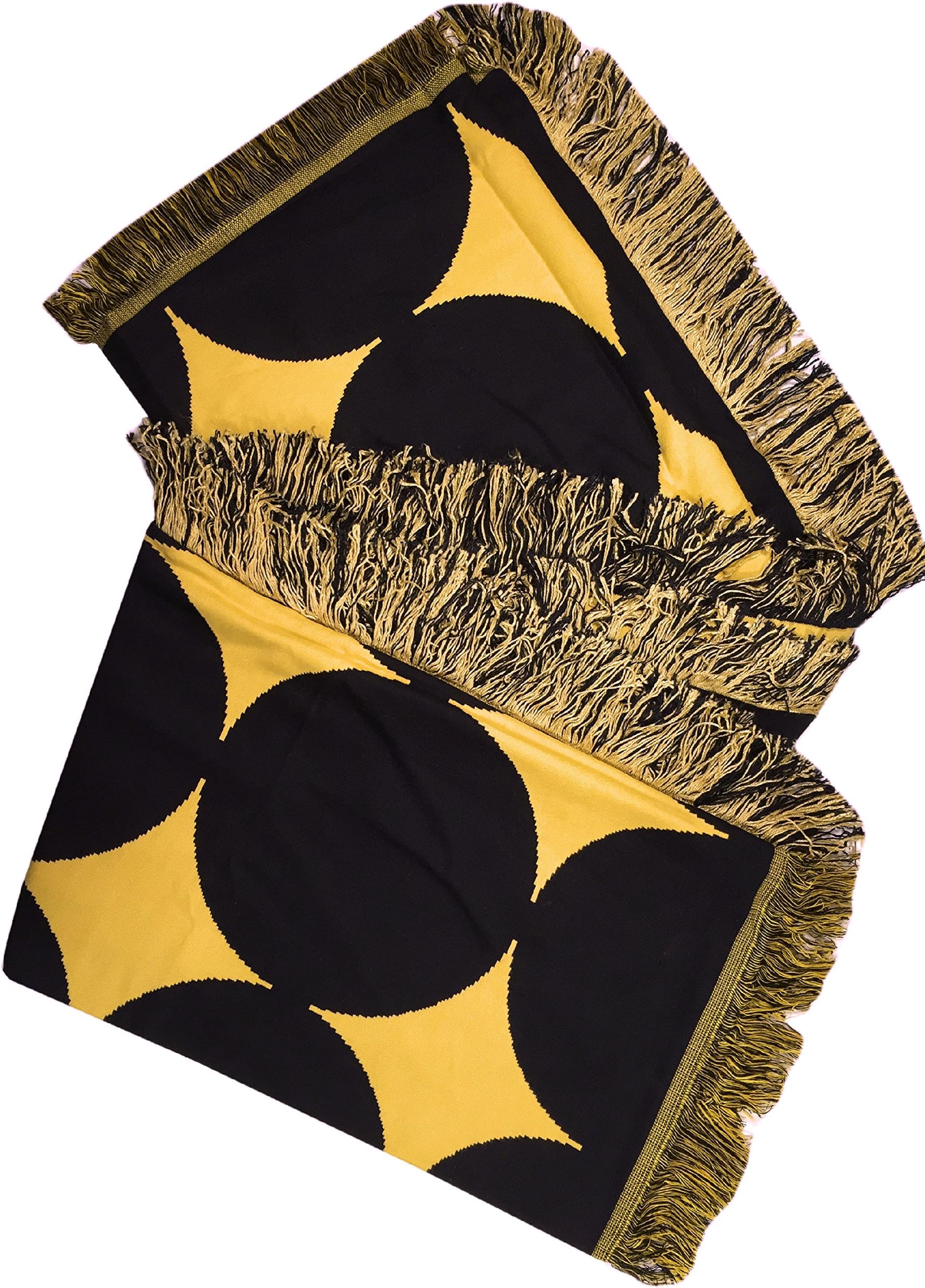 Manual Black and Gold Diamond Circle Decorative Reversible Lightweight Throw Blanket ETBGD 50x60"
