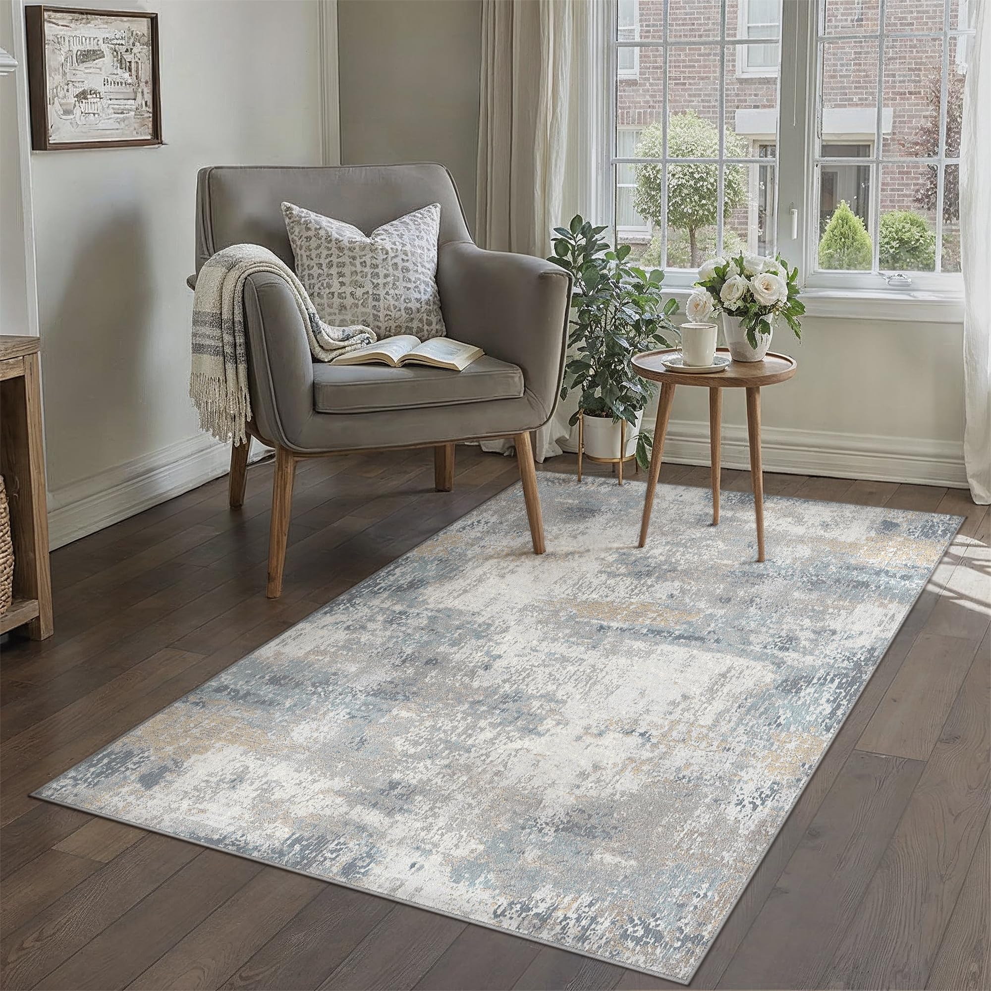 PureCozy Rugs Living Room 120x170cm Blue Washable Area Rug