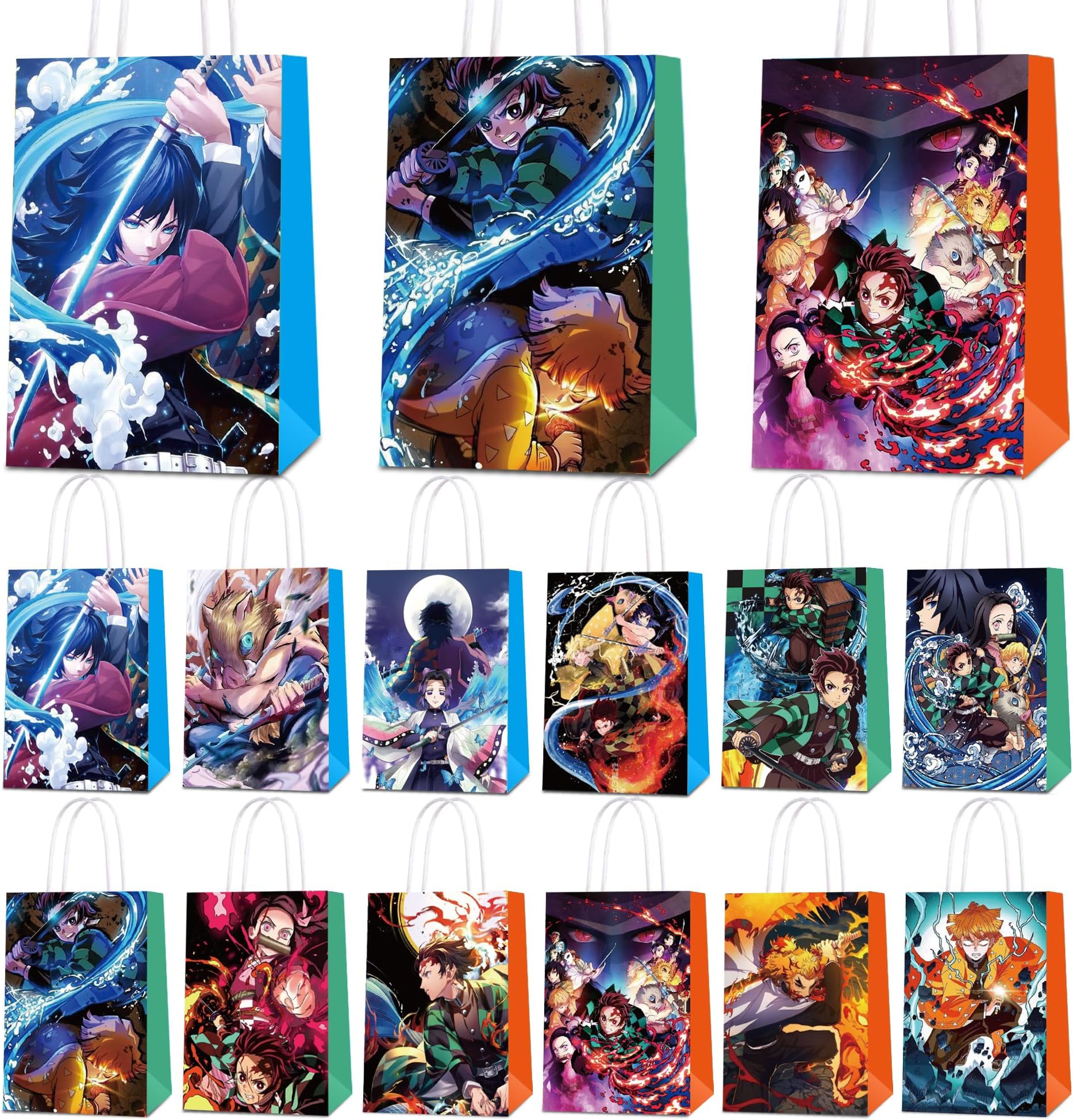 Latwerd 24pack Demon Slayer Party Gift Supplies Favor Bags for Party Decoration, Birthday Party Gift Goody Treat Candy Bags for Decoration