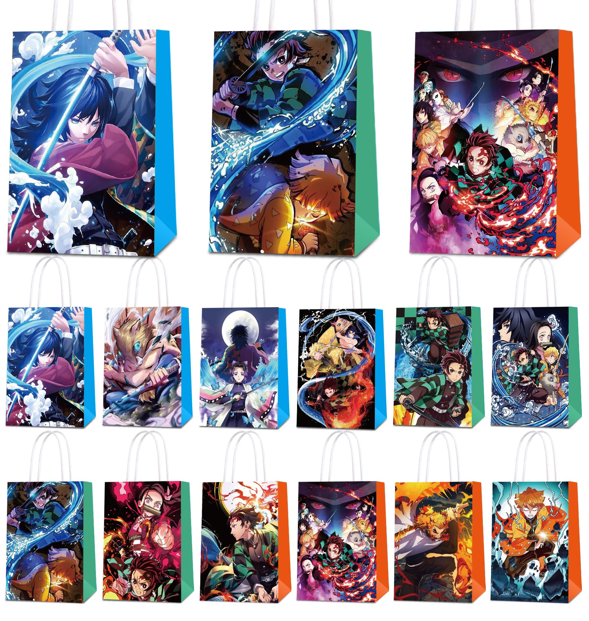 Latwerd 24pack Demon Slayer Party Gift Supplies Favor Bags for Party Decoration, Birthday Party Gift Goody Treat Candy Bags for Decoration