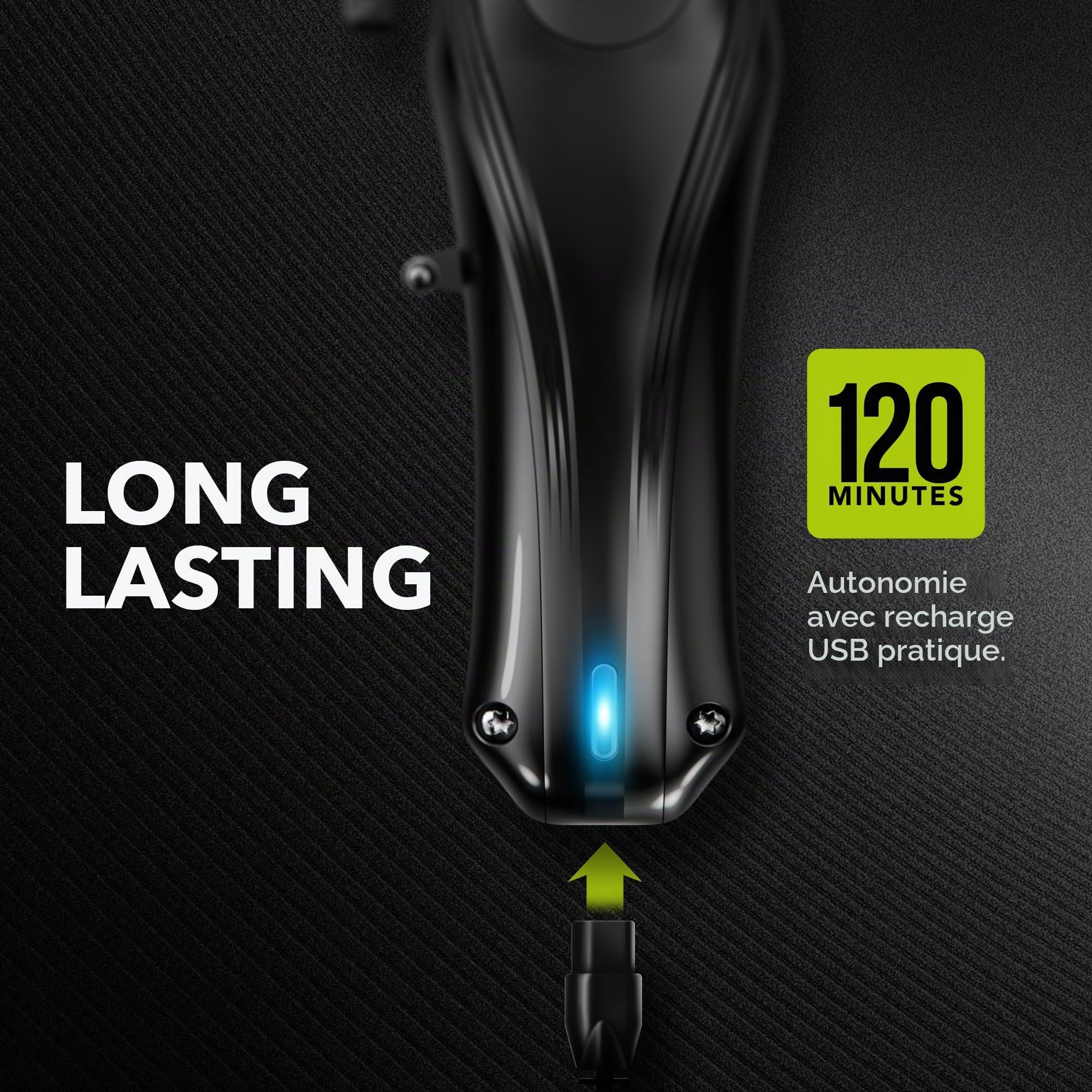 WAHL Rapid Clip, tondeuses à cheveux pour hommes, rechargeable par USB, tonte des poils des oreilles/du nez, bras conique, coupes de cheveux complètes à domicile, batterie lithium-ion