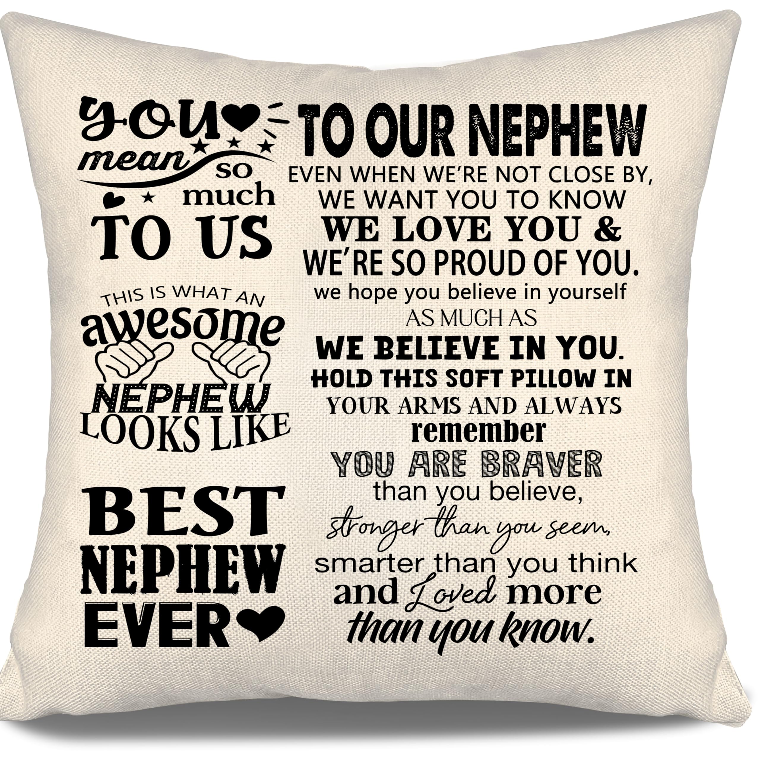 Aosumin To Our Nephew Cushion Cover from Auntie Uncle Inspirational Nephew Gift Ideas Birthday Gift Graduation Aunt Uncle To Nephew Gift Family Present (our nephew)