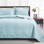 Love's cabin King Couvertures de lit grises de taille - Lit souple Summer Quilt Lightweight Microfibre Bedspread- Style moderne Coin motif couverture pour toute la saison - 3 Pièce (1 Couette, 2 Shams d'oreiller)