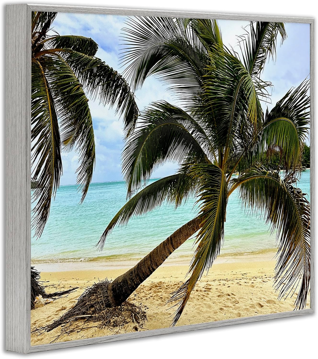 Stupell Industries Leaning Palms on Beach Framed Giclee Art Design by Kali Wilson