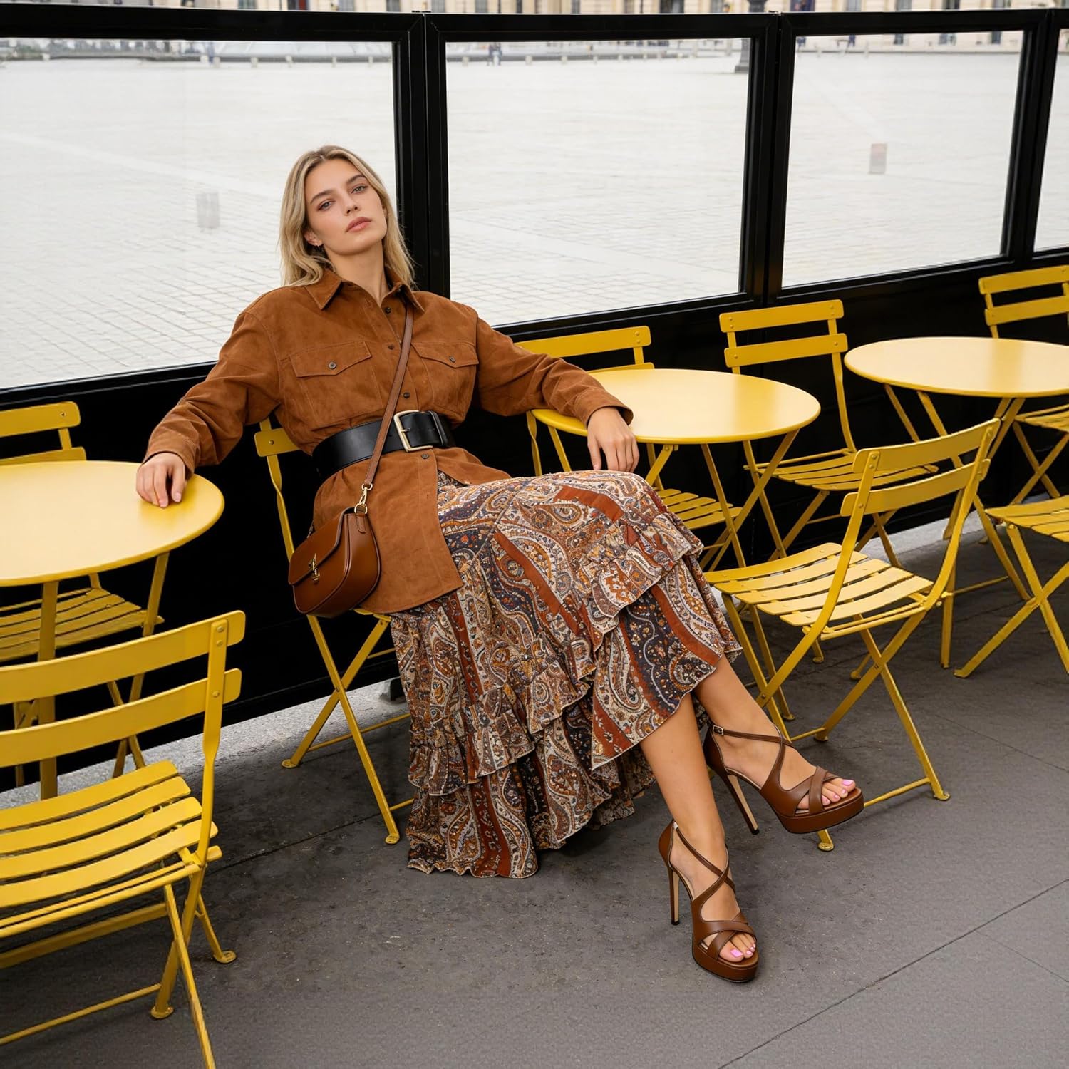 Joseywade Women's Platform Heels Peep Toe Sandals Stiletto Heels 4.7 Inch Ankle Strap Wedding Dress