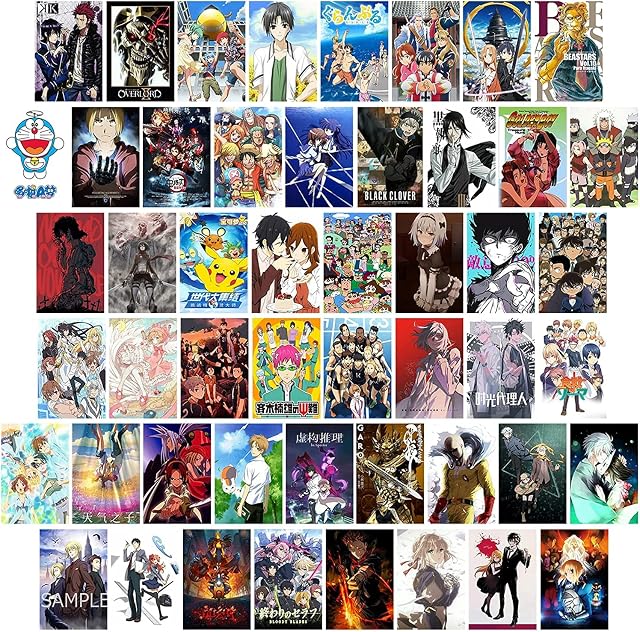 ZPPLD 50pcs Anime Wall Collage Kit,Anime Poster,Anime Room Decor,Manga Posters,Anime Posters Dorm Decor Photo Collection Bedroom Decor for Anime Lovers