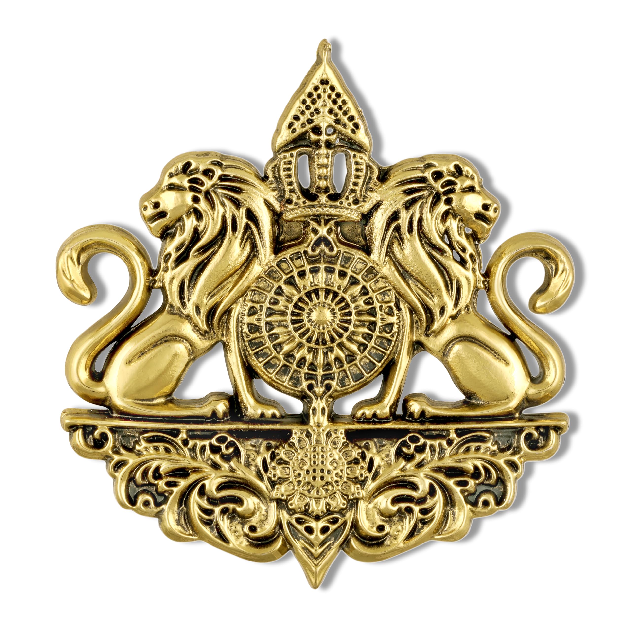 Gold Plated Royal Lion-Shaped Crest Wedding Brooch for Men Designer Sherwani, Blazer & Wedding Broach Pin (BP1101283G)-image-7