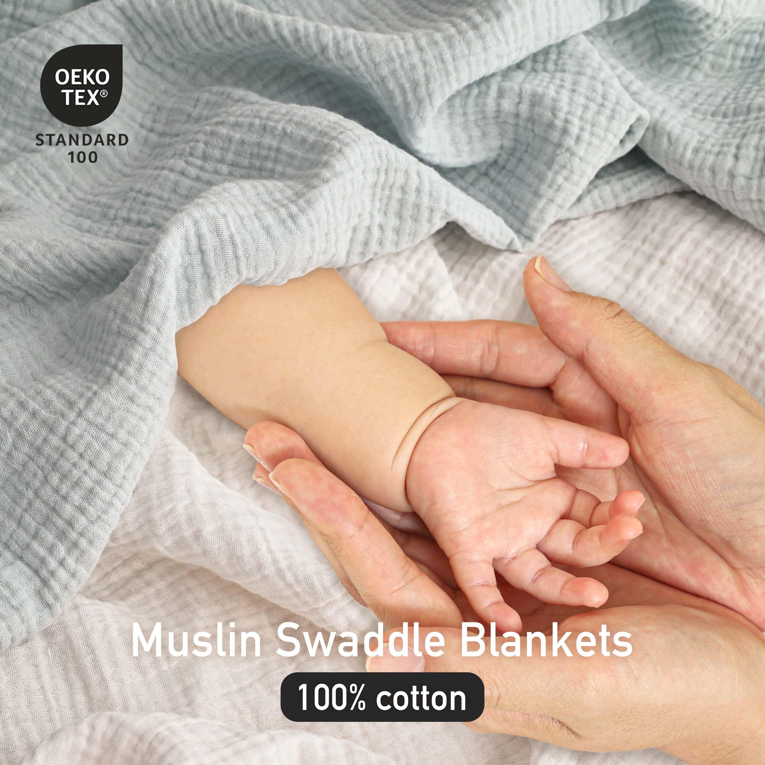 Soarwg Kids Muslin Swaddle Baby Blanket Muslin Cloths for Newborns Pack of 3 Muslin Blanket, Large 95 x 100cm for Baby Shower Leaves - Image 3