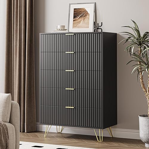 Vista 13 de Cómoda blanca para dormitorio, cómoda de 7 cajones con tiradores dorados, cómoda ancha para dormitorio, entrada, 47.2 pulgadas de largo x 15.7