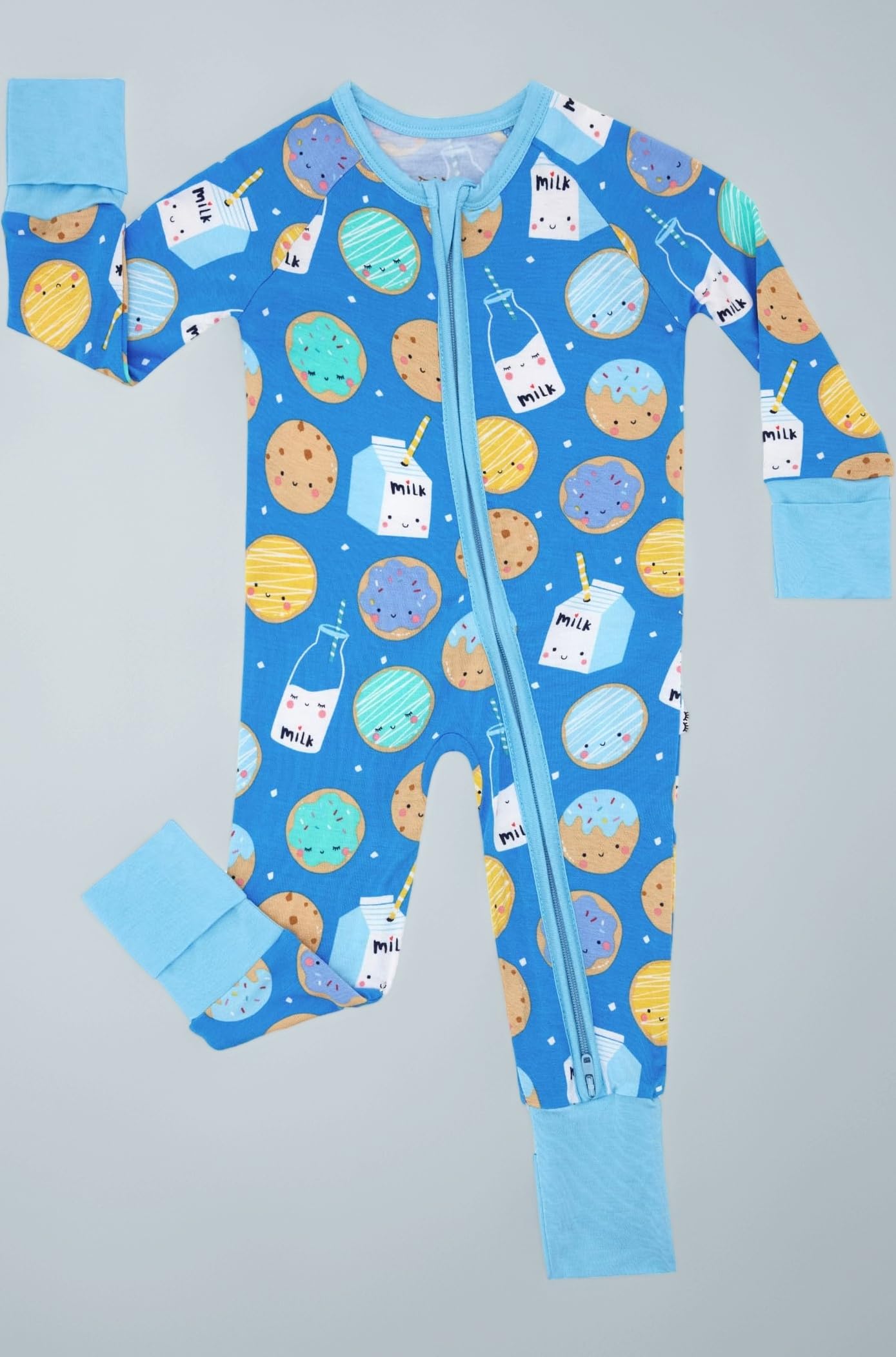Zipper Pajamas for Baby Boys and Girls, Double 2-Way Zipper with Mitten Cuffs, Viscose from Bamboo