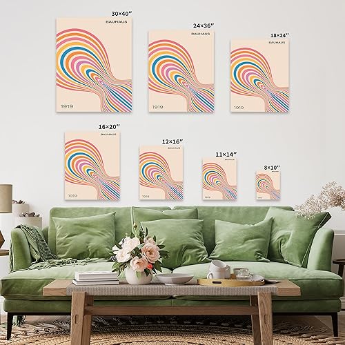 Miniatura 2 de Poster Master Bauhaus - Lienzo con estampado de ondas retro, arte geométrico de arco iris, diseño moderno de mediados de siglo, arte contemporáneo,