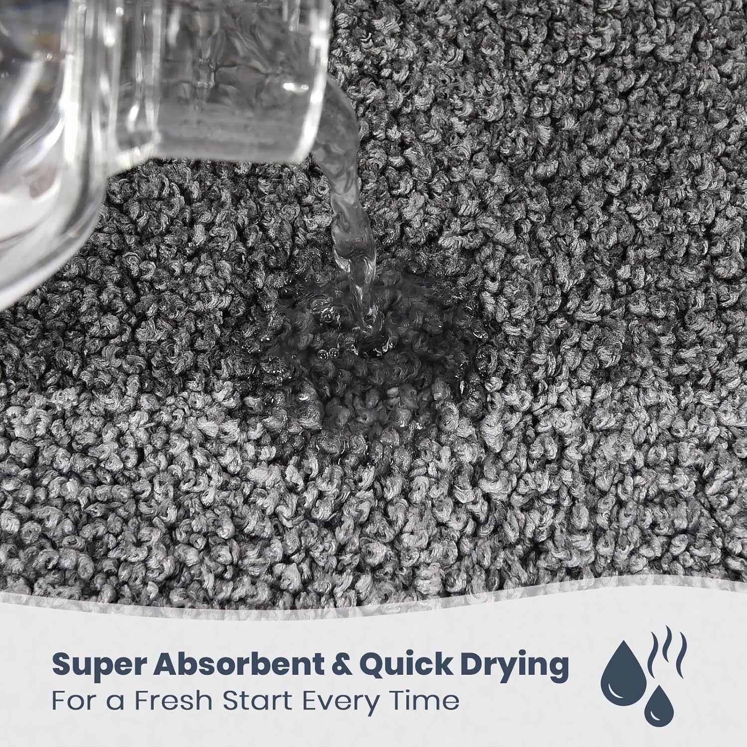 PURRUGS Bathroom Rug Non-Slip Machine Washable 30" x 46", Super Absorbent and Quick-Dry Bath Mat, Extra Soft and Plush Bath Rug for Shower, Bathtub and Sink, Grey & Dark Grey - Image 2