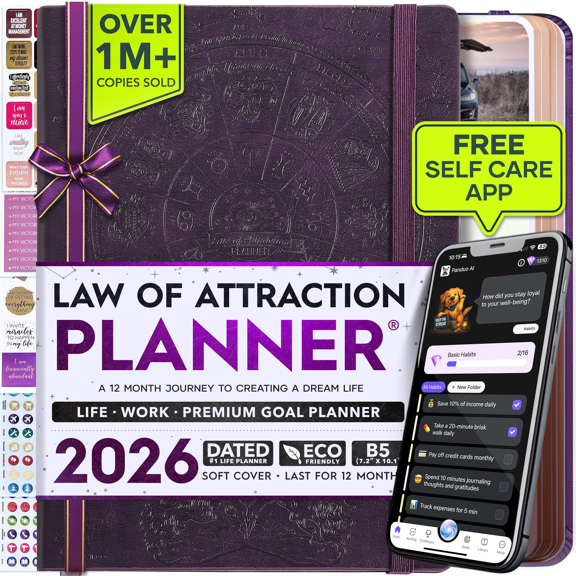 Deluxe 2026 Planner Weekly and Monthly | Law of Attraction Planner with Productivity App | 12-Month for Productivity, Gratitude & Goal Setting |