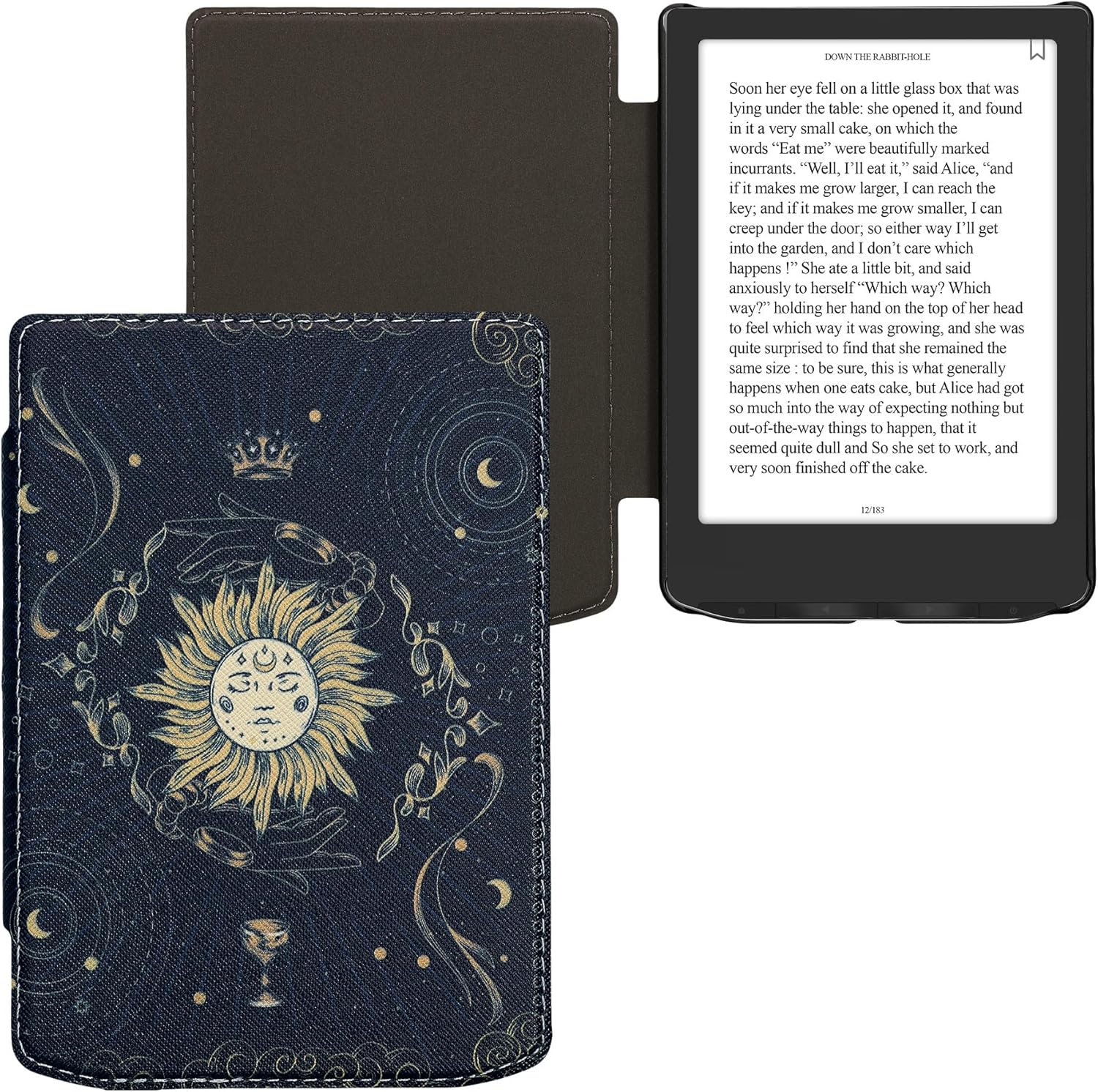 kwmobile Case Compatible with Pocketbook Verse/Verse Pro/Verse Color/Vivlio Light/Light HD Case - eReader Cover - Tarot Card Dark Blue/Yellow/Black